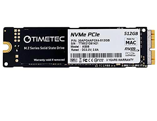 Timetec SSD MAC SSD NVMe PCIe Gen3x4 3D NAND TLC de 512 GB compatible con Apple MacBook Air (2013-2015