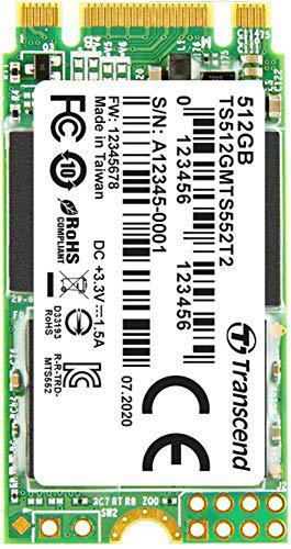 Transcend MTS552T2 512GB M.2 PCIe NVMe SSD 2242 SATA 6Gb/s Retail TS512GMTS552T2