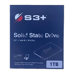 S3+ Full Capacity SSD 1TB SATA III Serie PRO | Disco SSD de 2,5&quot; de 6 GBit/s | Disco de estado sólido interno SATA para PC y portátiles de la casa y la oficina | Lectura hasta 550 MB/s