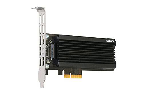 Icy Dock EZConvert Ex Pro MB987M2P-1B Tarjeta adaptadora M.2 de PCIe SSD a PCIe Express 4.0 x4 con disipador de Calor &amp; Soporte PCIe