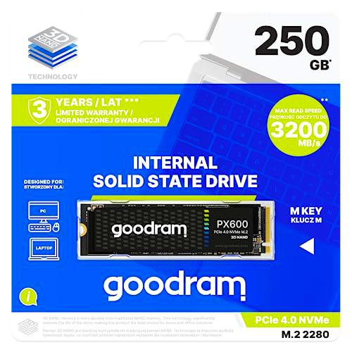 Goodram SSDPR-PX600-250-80 disque SSD M.2 250 Go PCI Express 4.0 3D NAND NVMe
