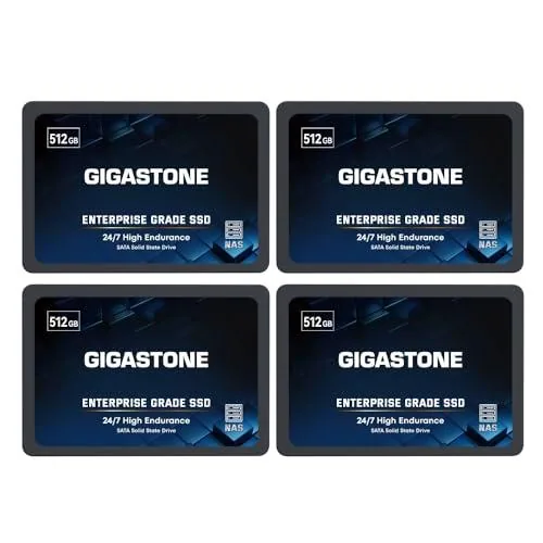 GIGASTONE Enterprise SSD - Memoria caché NAS SSD de 512 GB (paquete de 4) 24/7 Durable TLC de alta resistencia para servidor empresarial
