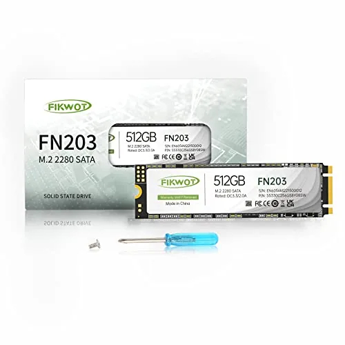 Fikwot FN203 512GB M.2 SATA SSD - SLC Cache 3D NAND TLC SATA III 6Gb/s M.2 2280 NGFF Unidad Interna de Estado sólido