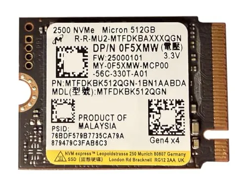 Micron 2500 512GB M.2 2230 NVMe SSD PCIe Gen4 x4 u