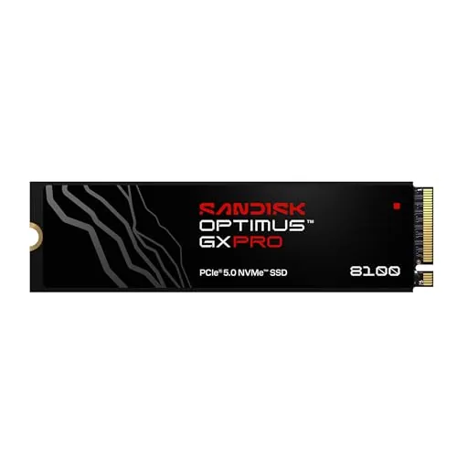 SANDISK Optimus GX Pro 8100 PCIe Gen 5 NVMe SSD 2 TB (velocidades de Lectura/Escritura secuenciales de hasta 14 900/14 000 MB/s
