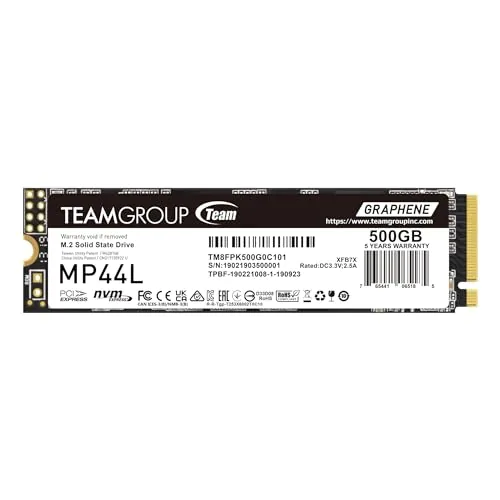 Team 500GB MP44L M.2 NVMe Gen4 SSD, M.2 2280, PCIe4