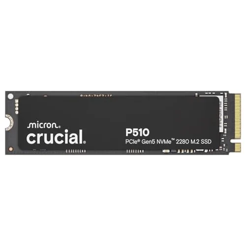 Crucial P510 SSD 2TB PCIe 5.0 x5 Gen5 NVMe M.2, Velocidades de lectura hasta 10.000 MB/s