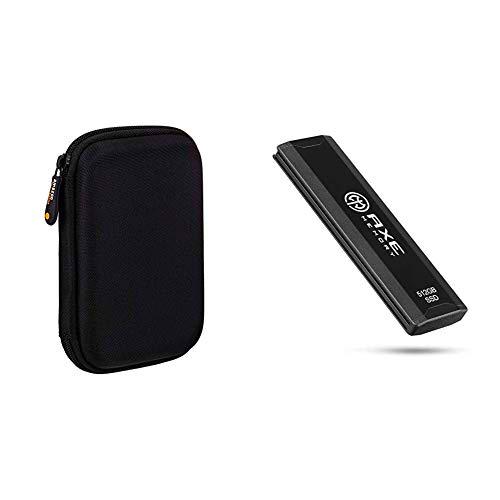 AmazonBasics, Funda de Disco Duro, Color Negro y Naranja + AXE 512GB Compact Portable SSD
