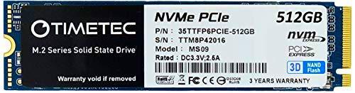 Timetec 512 GB SSD NVMe PCIe Gen3x4 8Gb/s M.2 2280 3D NAND TLC 350TBW caché SLC de alto rendimiento velocidad de lectura/escritura de hasta 1.700/1.400 MB/s unidad interna de estado sólido (512 GB)