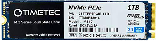 Timetec 1TB SSD NVMe PCIe Gen3x4 8Gb/s M.2 2280 3D NAND TLC 600TBW Alto Rendimiento SLC Velocidad de lectura/escritura Hasta 1.800/1.500 MB/s Unidad de estado sólido interna (1 TB)