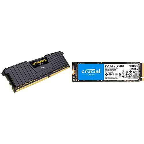 Corsair Vengeance Lpx Cmk8Gx4M1Z3200C16 Módulo De Memoria 8 GB Ddr4 3200 MHz + Crucial P2 Ct500P2Ssd8 Disco Duro Sólido Interno Ssd De 500Gb