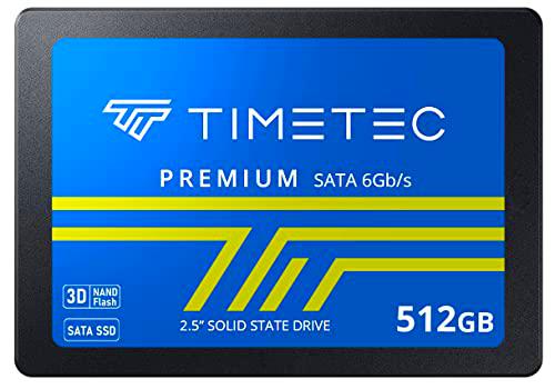 Timetec SSD 3D NAND TLC SATA III 6 GB/s 2,5 Pulgadas 7 mm (0,28&quot;) 200 TBW Velocidad de Lectura hasta 550 MB/s SLC Cache Performance Boost Unidad Interna de Estado sólido para PC (SATA 2.5, 512GB)
