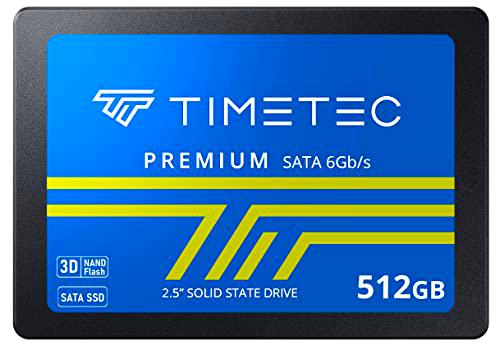 Timetec SSD 3D NAND TLC SATA III 6 GB/s 2,5 Pulgadas 7 mm (0,28&quot;) 200 TBW Velocidad de Lectura hasta 550 MB/s SLC Cache Performance Boost Unidad Interna de Estado sólido para PC (SATA 2.5, 512GB)