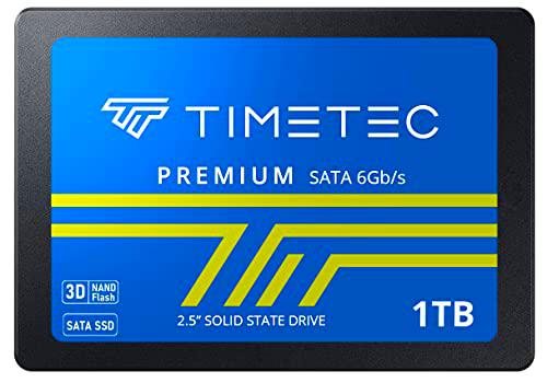 Timetec SSD 3D NAND QLC SATA III 6 GB/s 2,5 Pulgadas 7 mm (0,28&quot;) hasta 550 MB/s Velocidad de Lectura SLC Cache Performance Boost Unidad Interna de Estado sólido para PC de Escritorio (1TB)