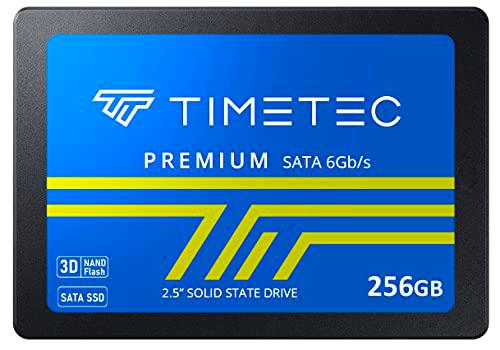 Timetec SSD 3D NAND TLC SATA III 6 GB/s 2,5 Pulgadas 7 mm (0,28&quot;) 200 TBW Velocidad de Lectura hasta 550 MB/s SLC Cache Performance Boost Unidad Interna de Estado sólido para PC (256GB)