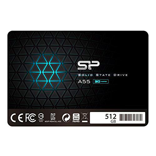 Silicon Power 512 GB SSD 3D NY con R/W hasta 560/530mb/S A55 SLC caché de Rendimiento SATA III 2.5 "7 mm (0,28 cm) Interna Unidad de Estado sólido (sp512gbss3 a55s25)