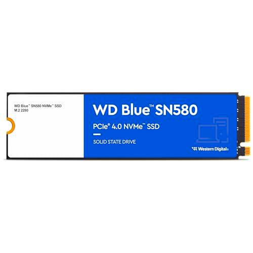 WD Blue SN580 500GB, M.2 NVMe SSD, PCIe Gen4 x4, con hasta 4.000 MB/s de velocidad de lectura.