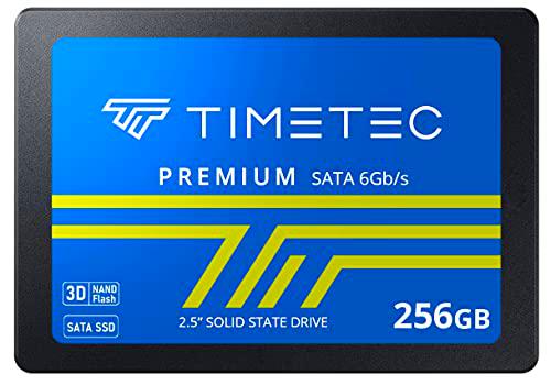 Timetec SSD 3D NAND QLC SATA III 6 GB/s 2,5 Pulgadas 7 mm (0,28&quot;) hasta 550 MB/s Velocidad de Lectura SLC Cache Performance Boost Unidad Interna de Estado sólido para PC de Escritorio (256GB)