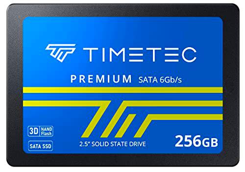 Timetec SSD 3D NAND QLC SATA III 6 GB/s 2,5 Pulgadas 7 mm (0,28") hasta 550 MB/s Velocidad de Lectura SLC Cache Performance Boost Unidad Interna de Estado sólido para PC de Escritorio (256GB)