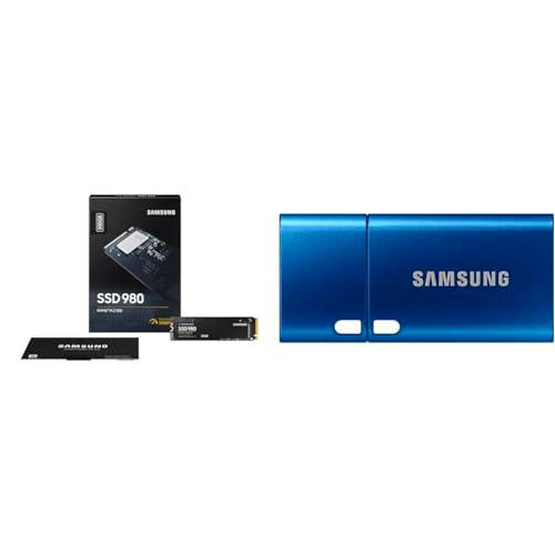 SAMSUNG 980 1 TB PCIe 3.0 (up to 3.500 MB/s) NVMe M.2 Internal Solid State Drive (SSD) (MZ-V8V1T0BW) &amp; Unidad Flash USB Type-C™ 256 GB 400 MB/s USB 3.1 (MUF-256DA/APC)