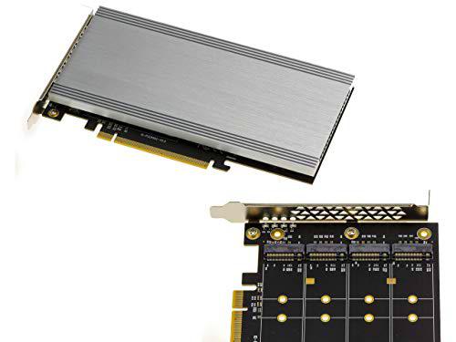 Kalea-INFORMATIQUE Tarjeta controladora M2 PCIe x16 para 4 Unidades SSD M.2 NVMe M Key con chipset 2824 Compatible con los Modos Non-Bifurcation y Bifurcation