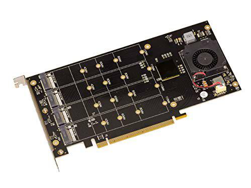 Kalea-INFORMATIQUE Tarjeta controladora M2 PCIe x16 para 4 Unidades SSD M.2 NVMe M Key con chipset PLX8747-128 GB de Ancho de Banda máximo 16000 MB/s