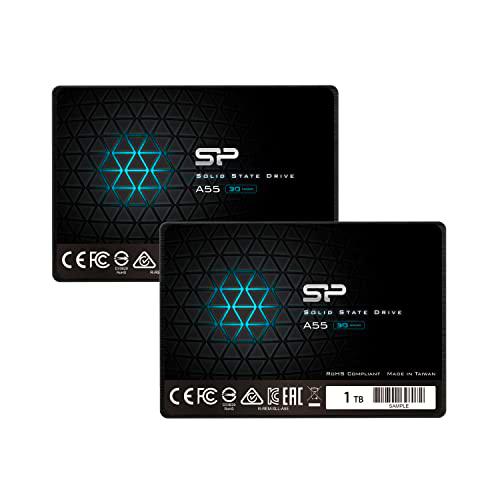 Silicon Power 2-Pack 1TB SSD 3D NAND A55 SLC Cache Performance Boost SATA III 2.5" 7mm (0.28") Internal Solid State Drive