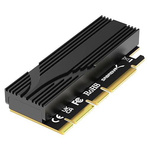 SABRENT Adaptador M.2 NVMe SSD a PCIe x16 sin Herramientas con Disipador de Calor de Aluminio | Adaptador PCIe para SSD Gen5 PCIe 5.0