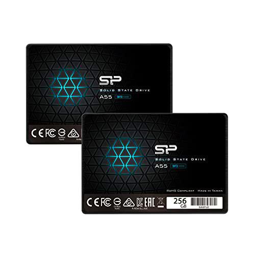 Silicon Power 2-Pack 256GB SSD 3D NAND A55 SLC Cache Performance Boost SATA III 2.5" 7mm (0.28") Internal Solid State Drive