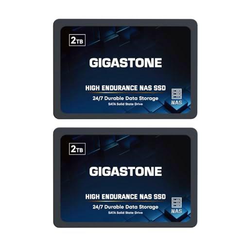 Gigastone NAS SSD 2TB SSD SATA (Paquete de 2) TLC 24/7 de Alta Durabilidad SSD para SistemasA NAS Raid y Almacenamiento Conectado a la Red 2.5" Caché Disco Duro SSD Interno