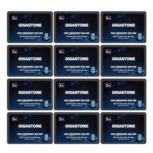 Gigastone NAS SSD 2TB SSD SATA (Paquete de 12) TLC 24/7 de Alta Durabilidad SSD para SistemasA NAS Raid y Almacenamiento Conectado a la Red 2.5" Caché Disco Duro SSD Interno