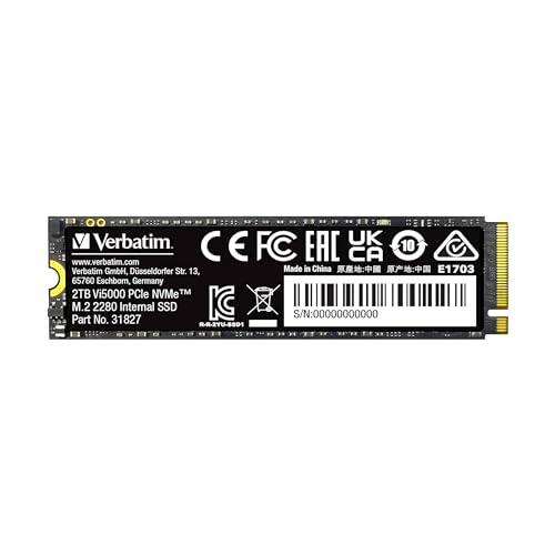 Verbatim Vi5000 NVMe M.2 - Unidad SSD Interna con 2 TB de Almacenamiento de Datos e Interfaz PCIe Gen 4